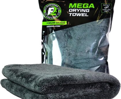 ExoForma Mega Car Drying Towel – Holds Up to 9 lbs, No Streaks, Scratches, or Water Spots | 1200 GSM Microfiber Double Twist Pile & Edgeless Design, 1 Quick & Effortless Dry – 24” x 36”