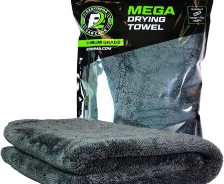 ExoForma Mega Car Drying Towel – Holds Up to 9 lbs, No Streaks, Scratches, or Water Spots | 1200 GSM Microfiber Double Twist Pile & Edgeless Design, 1 Quick & Effortless Dry – 24” x 36”