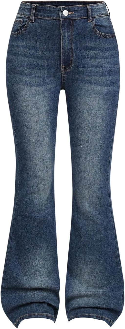 GORGLITTER Girl’s Flare Jeans High Waisted Bell Bottom Denim Pants with Pockets