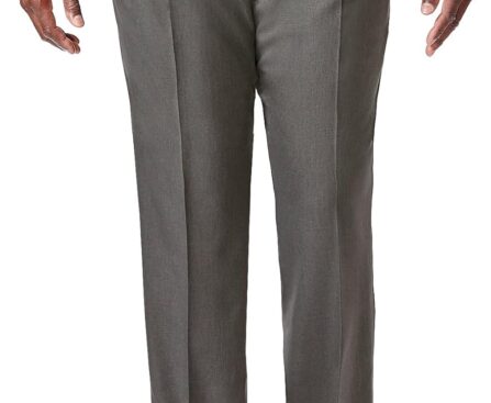 Haggar Men’s Cool 18 Pro Classic Fit Pleat Front Hidden Expandable Waist Pant- Regular and Big & Tall Sizes