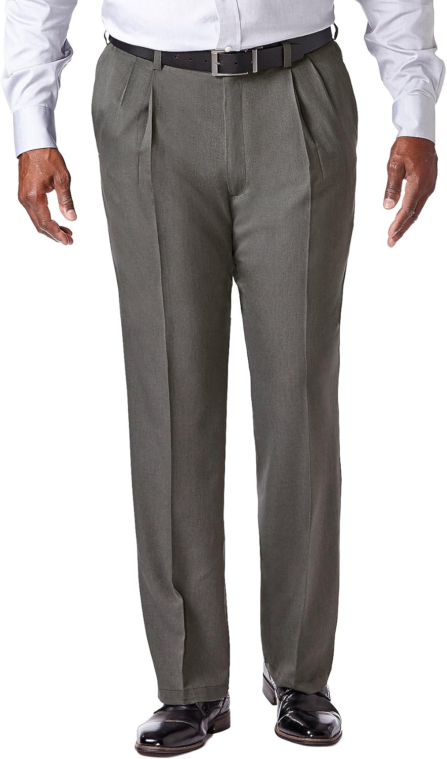 Haggar Men’s Cool 18 Pro Classic Fit Pleat Front Hidden Expandable Waist Pant- Regular and Big & Tall Sizes