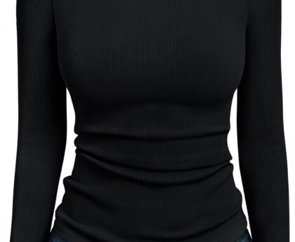 AUTOMET Long Sleeve Shirts Blouses Fall Fashion Ribbed Basic Tops Winter Clothes