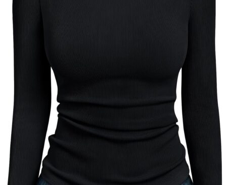 AUTOMET Long Sleeve Shirts Blouses Fall Fashion Ribbed Basic Tops Winter Clothes