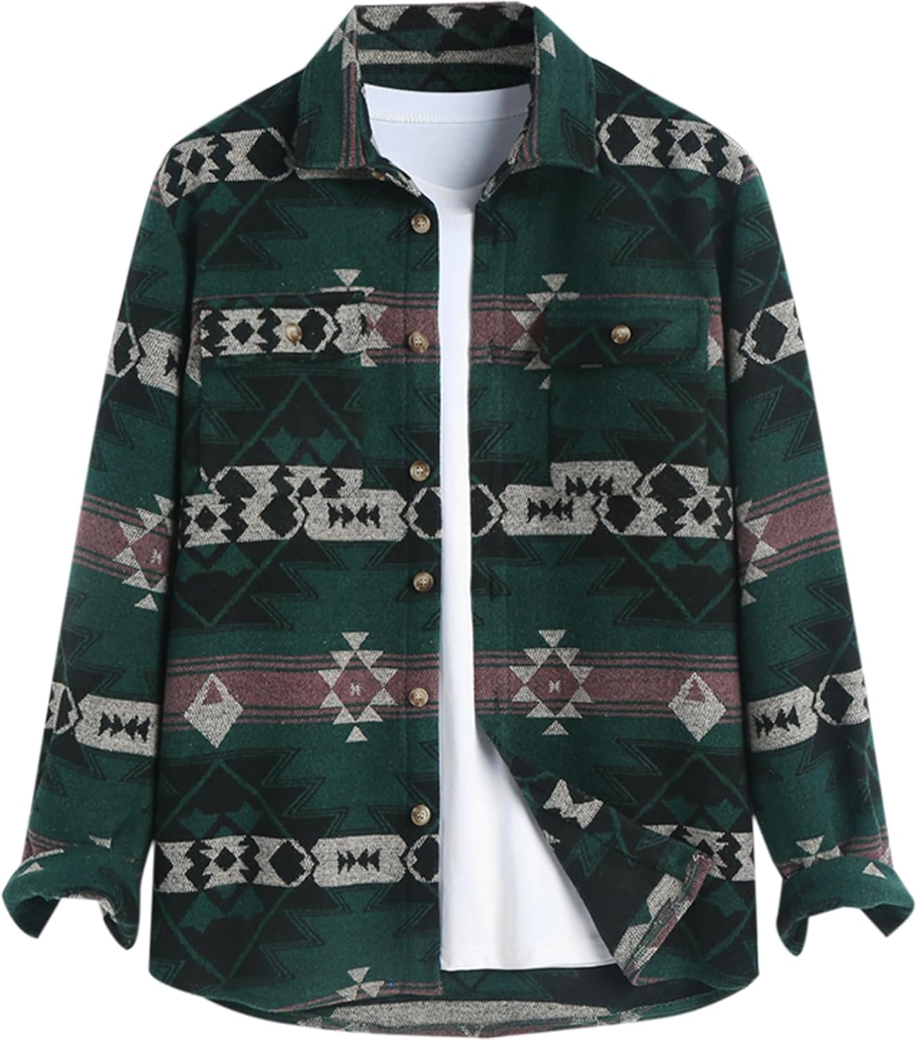 ZAFUL Mens Plaid Shirt,Long Sleeves,Classic Flannel Shirt Button Down Shirt Jacket Tops