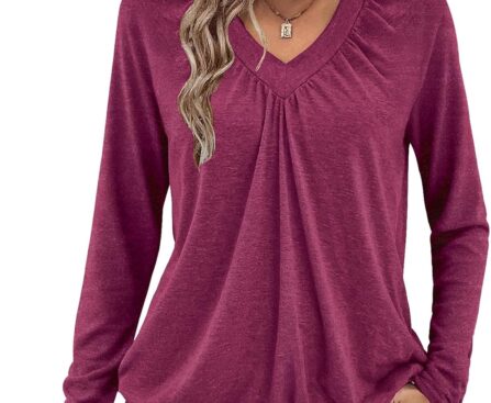 Long Sleeve Shirts for Women V Neck Casual Tops Women Long Sleeve Tops Basic T Shirts Outfits Womens Clothes 2025