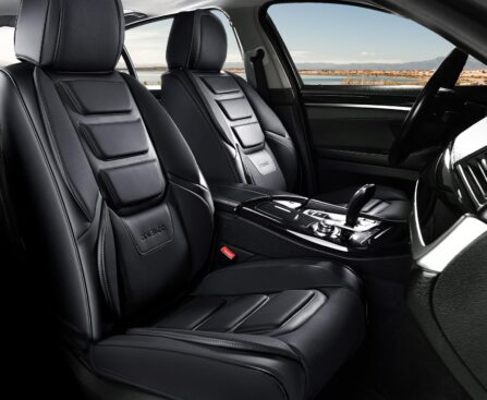 Coverado Car Seat Covers, Front Covers for Cars, Car Seat Cover Front Seats, Automotive Seat Cover, Waterproof, Leather Car Seat Cushion, Universal Interior Covers Seat Protectors for Most Cars Black