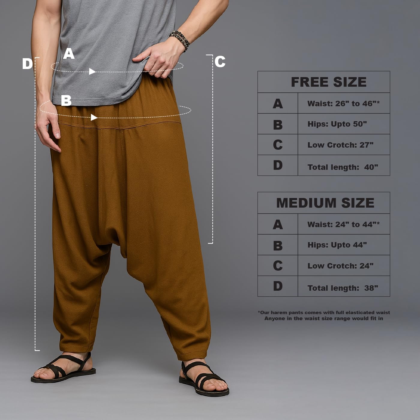 The Veshti Company Men’s Boho Harem Pants – Printed Yoga Baggy Pants with Elastic Waist & Drawstring,