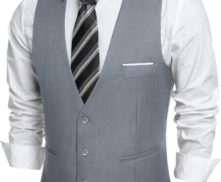 COOFANDY Men’s Suit Vest Slim Fit Formal Dress Waistcoat Casual Business Vests for Suit or Tuxedo