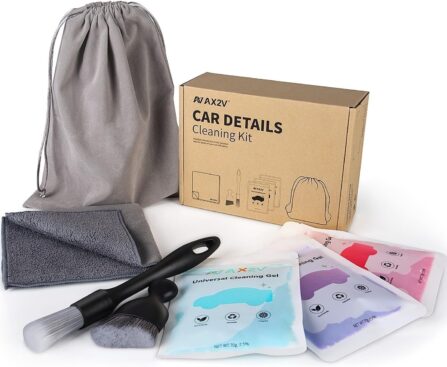 7Pcs Car Interior Detailing Cleaning Kit, Detailing Brush Set,Clean Gel, Wash Kit, Cleaning Tools for Car,Keyboard and Interior Cleaning