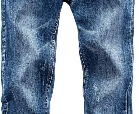 Boys’ Denim Jeans, Ribbed Elastic Waist Cotton Pants for Kids