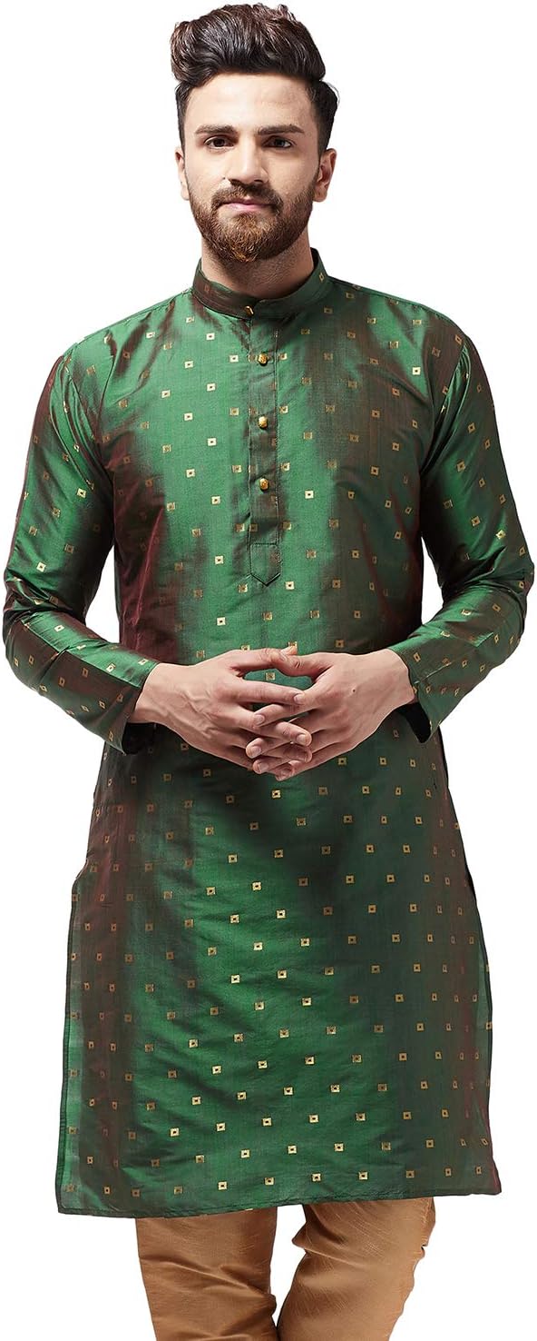 Sojanya (Since 1958 Men’S Silk Blend Printed Only Long Kurta