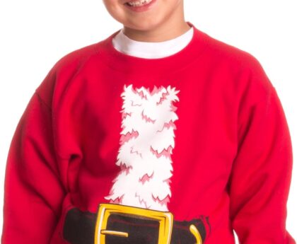 Kid’s Santa’s Elf Costume | Novelty Christmas Sweater, Holiday Child Sweatshirt