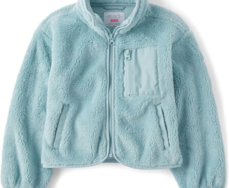 The Children’s Place girls Long Sleeve Sherpa Fleece Full Zip Jacket