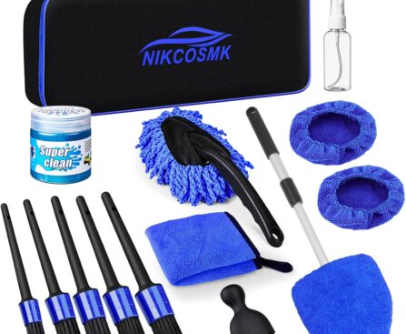Windshield Cleaner Tool, 15Pcs Car Interior Detailing Kit, Car Cleaning Kit Interior Cleaner, Car Detailing Brushes, Car Cleaning Gel, Car Cleaning Supplies Tools Accessories for Women, Men, Interior