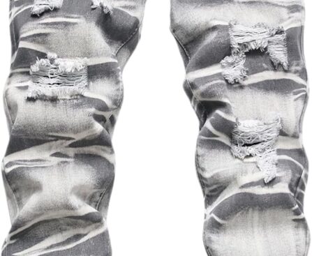 Boy’s Ripped Jeans Stacked Destroyed Distressed Skinny Fit Fashion Comfy Denim Jeans Pants