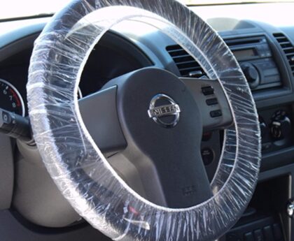 Steering Wheel Protector Clear Plastic Cover Disposable Pack of 100 Universal Automobile Protection