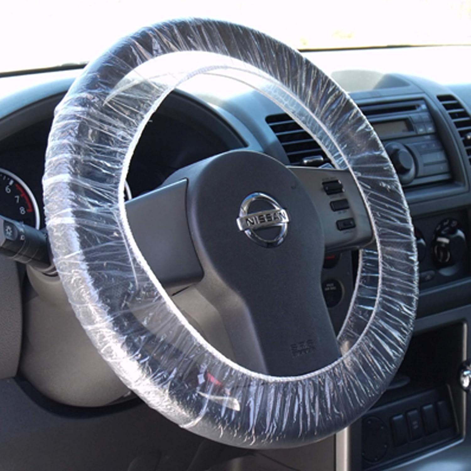 Steering Wheel Protector Clear Plastic Cover Disposable Pack of 100 Universal Automobile Protection