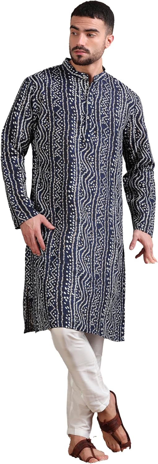 Filori Studio – Men’s Printed Festive Motifs Long Kurta (Kurta Only)