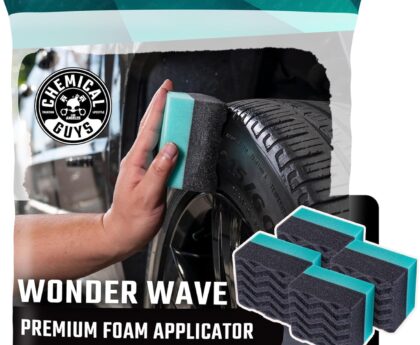 Chemical Guys Wonder Wave Durafoam Contoured Large Tire Shine & Dressing Applicator, 4 Pack