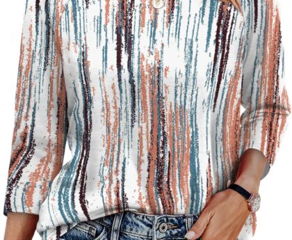 WIHOLL 3/4 Length Sleeve Womens Tops Summer Basic Business Casual Blouses 2025 Fashion