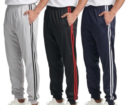 Real Essentials 3 Pack: Men’s Tricot Active Athletic Casual Jogger Fleece Lined Sweatpants Pockets (Available in Big & Tall)
