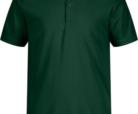 Nautica Boys’ School Uniform Short Sleeve Polo Shirt, Button Closure, Moisture Wicking Performance Material
