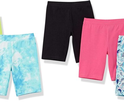 Amazon Essentials Girls and Toddlers’ Midi Bike Shorts (Previously Spotted Zebra), Pack of 5