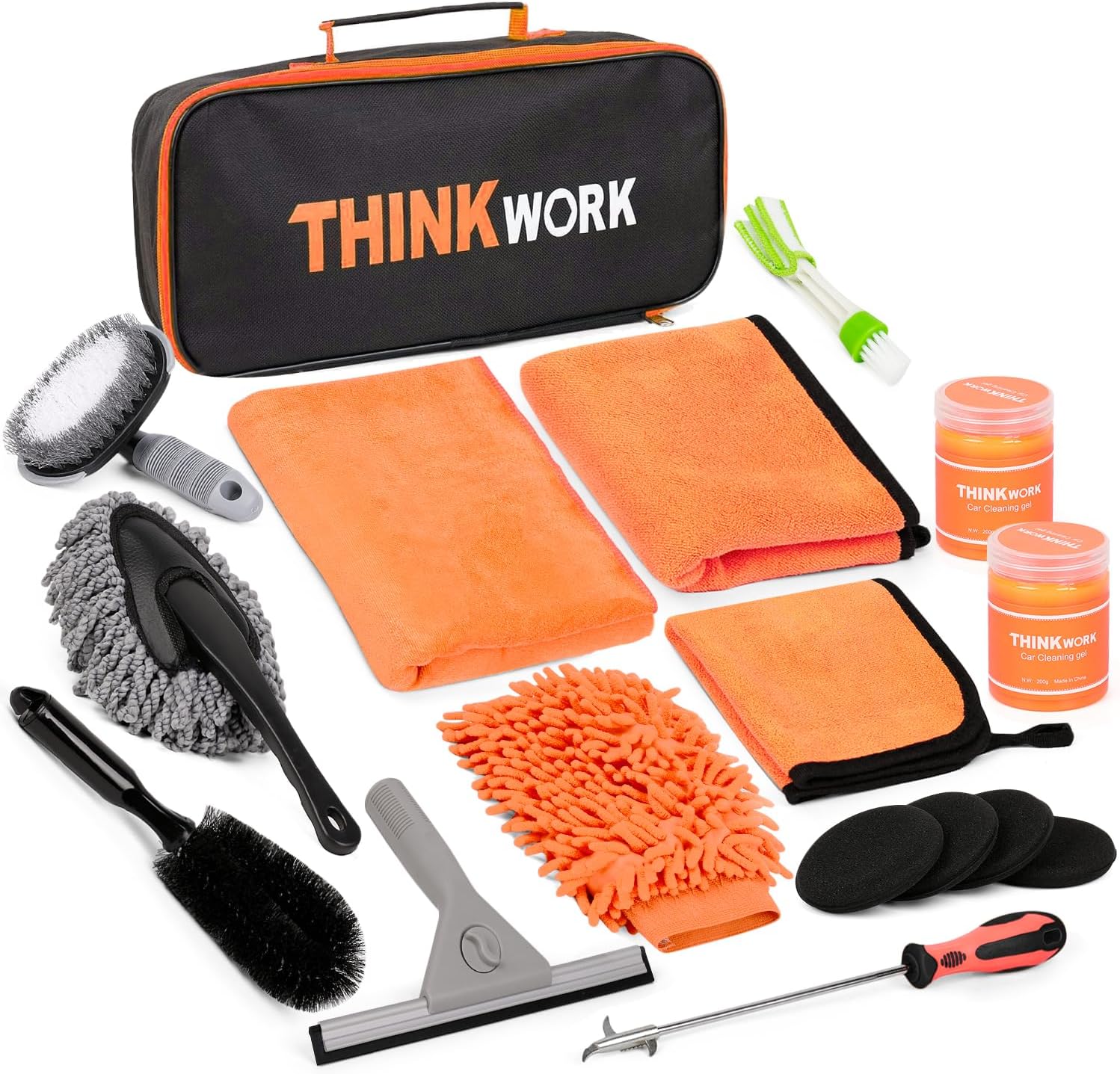 THINKWORK Car Cleaning Kit, Car Washing Kits for Vehicles, Car Detailing Kit Suitable for Small and Medium Vehicles Such As Cars, Trucks, Suvs(17pcs)