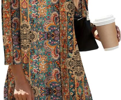 Zeagoo Women Tops 3/4 Sleeve Dressy Casual Plus Size Tunics to Wear with Leggings Swing Flare T-Shirt Loose Blouses S-3XL