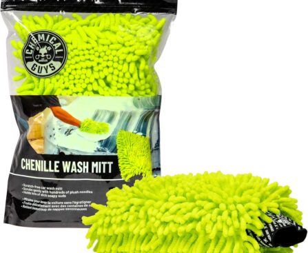 Chemical Guys Chenille Premium Scratch-Free Microfiber Wash Mitt for Car Washing – Lime Green, Ultra-Soft Car Wash Glove, Swirl-Free Finish, Safe for Trucks, SUVs, Motorcycles, and More
