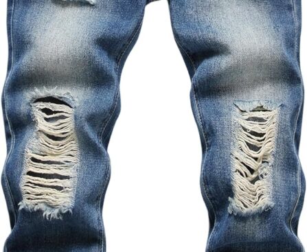 Boy’s Skinny Fit Ripped Destroyed Distressed Fashion Denim Jeans Pants