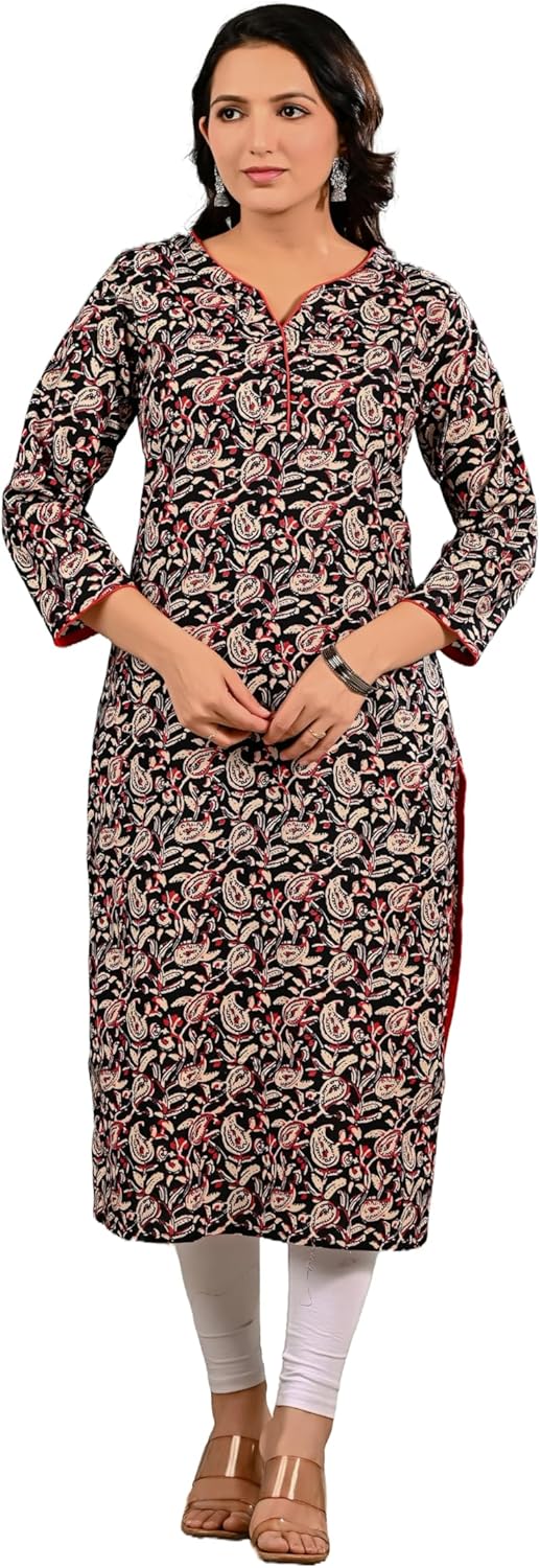 Ramkudi Womens Cotton Kurti – Printed Straight Fit Casual Wear