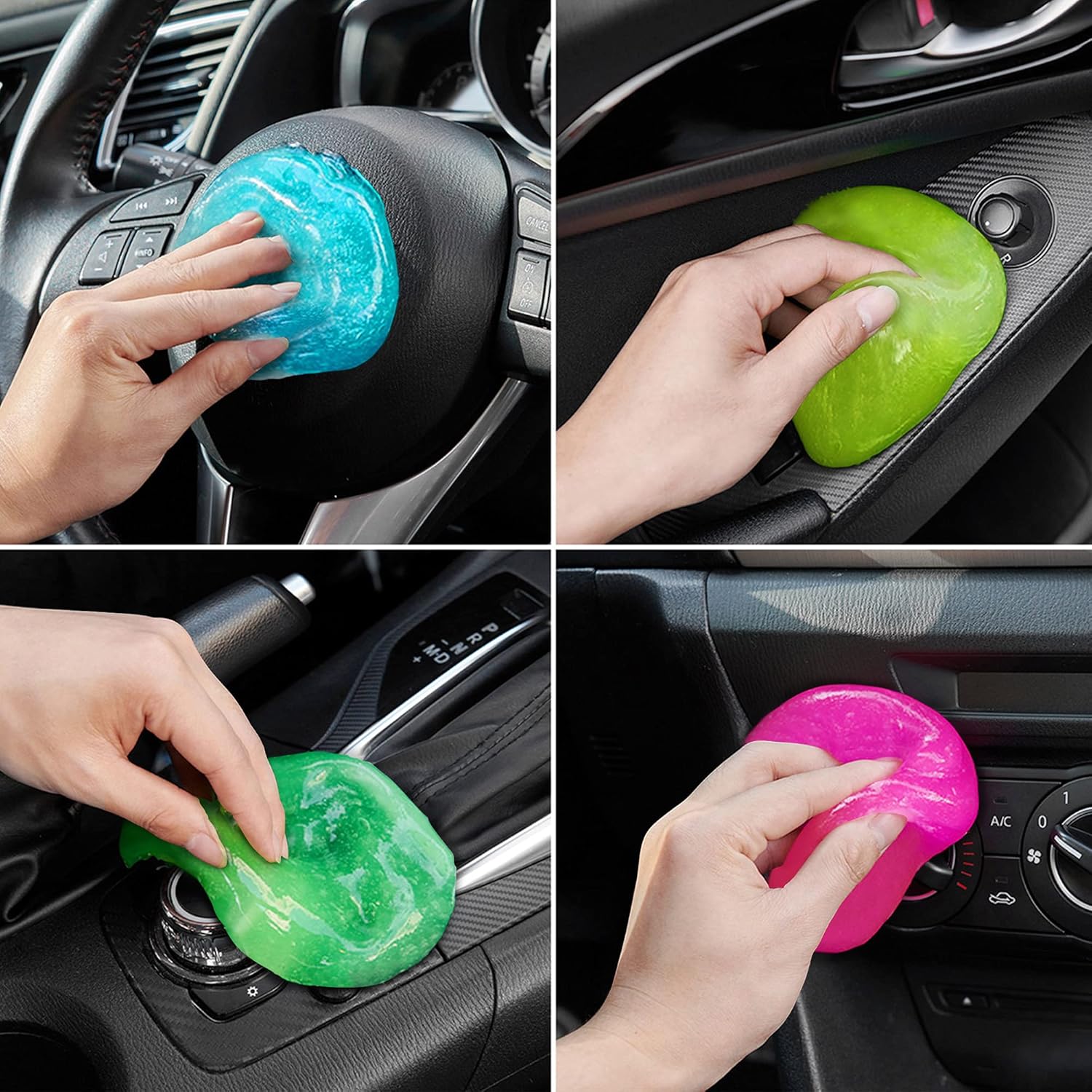 Car Cleaning Gels 4-Pack, Car Cleaning Putty Universal Auto Detailing Tools Car Interior Cleaner, Dust Cleaning Slime, Car Accessories Gift for Men & Women, Stocking Stuffers – 320g (2.8oz/pcs)