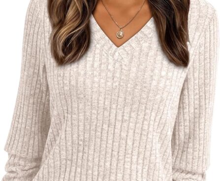 AUTOMET Womens V Neck Long Sleeve Shirt Fall Fashion Tops Tunic Dressy Casual Sweater Clothes Cute Trendy Work Outfits 2025