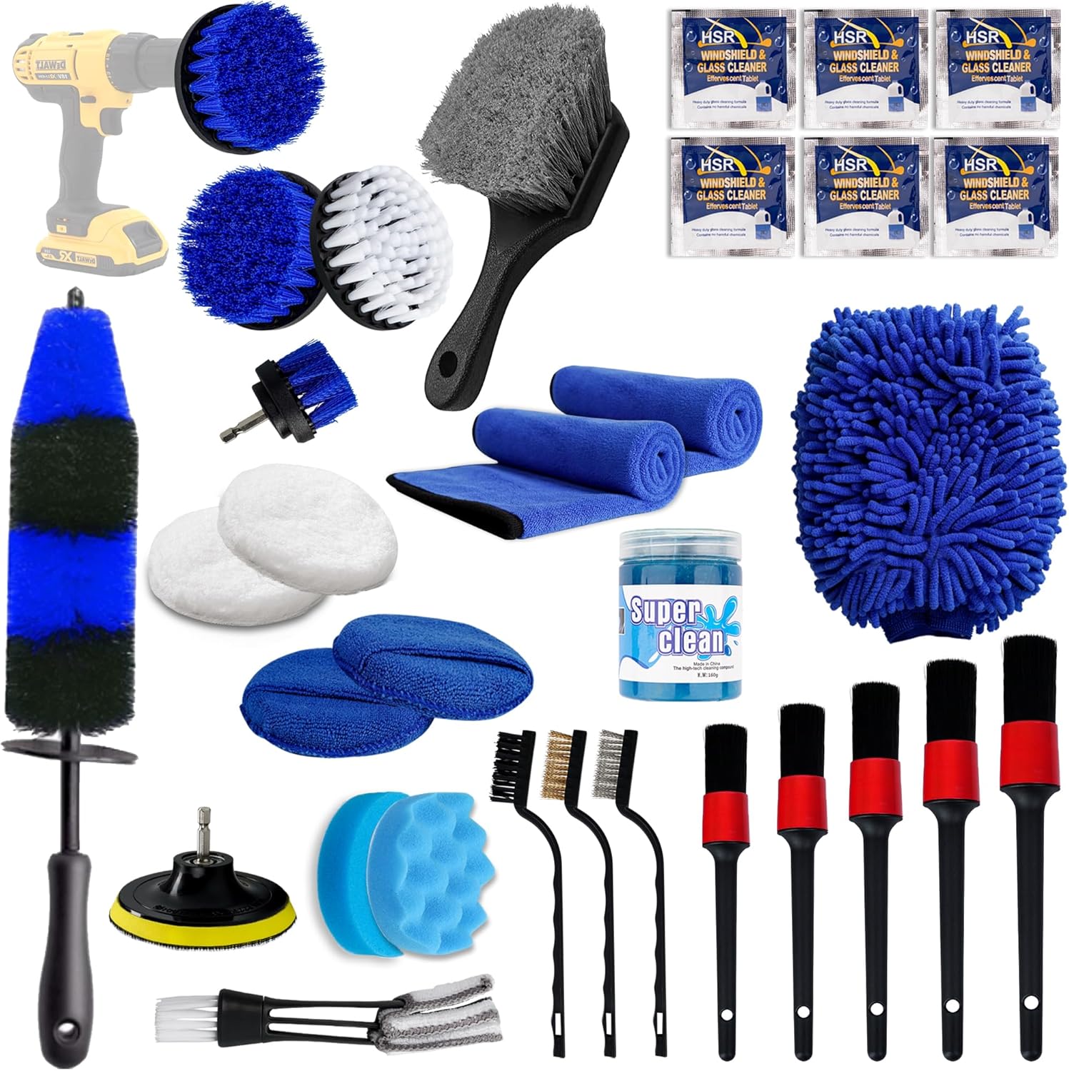 31pcs Car Detailing Kit Interior and Exterior Cleaner, Car Cleaning Kit with Professional Car Detailing Brush Set, Car Wash Kit and Auto Detailing Kit. Reusable, Perfect for Cars and Bikes