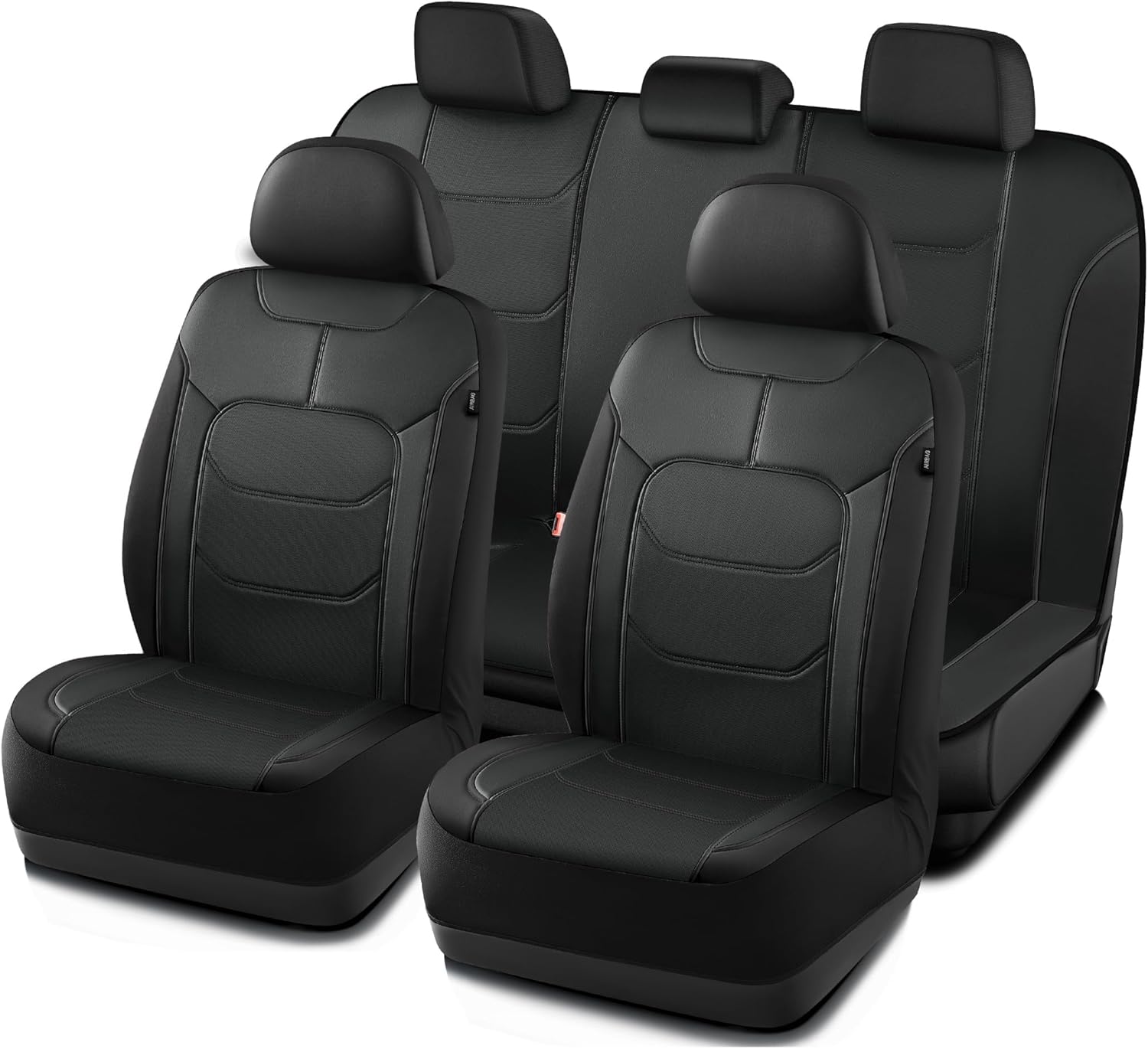Road Comforts Seat Covers, Premium Leather Car Seat Covers Full Set,Airbag Compatible, Automotive Seat Covers Universal Fit Most Cars,Vans,Truck,SUV, Black