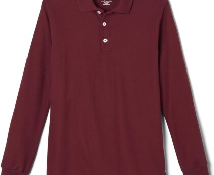 French Toast Boys Pique Polo School Uniform Shirt with Long Sleeves for Boys and Girls