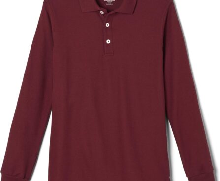 French Toast Boys Pique Polo School Uniform Shirt with Long Sleeves for Boys and Girls