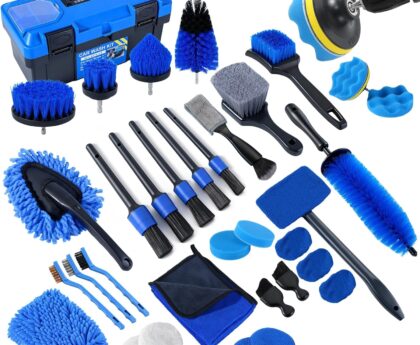 36Pcs Car Detailing Kit, Car Detailing Brush Set, Car Cleaning Kit, Auto Detailing Tools for Interior Exterior Wheels, Professional Car Wash Accessories with Windshield Cleaning Tool and Storage Box