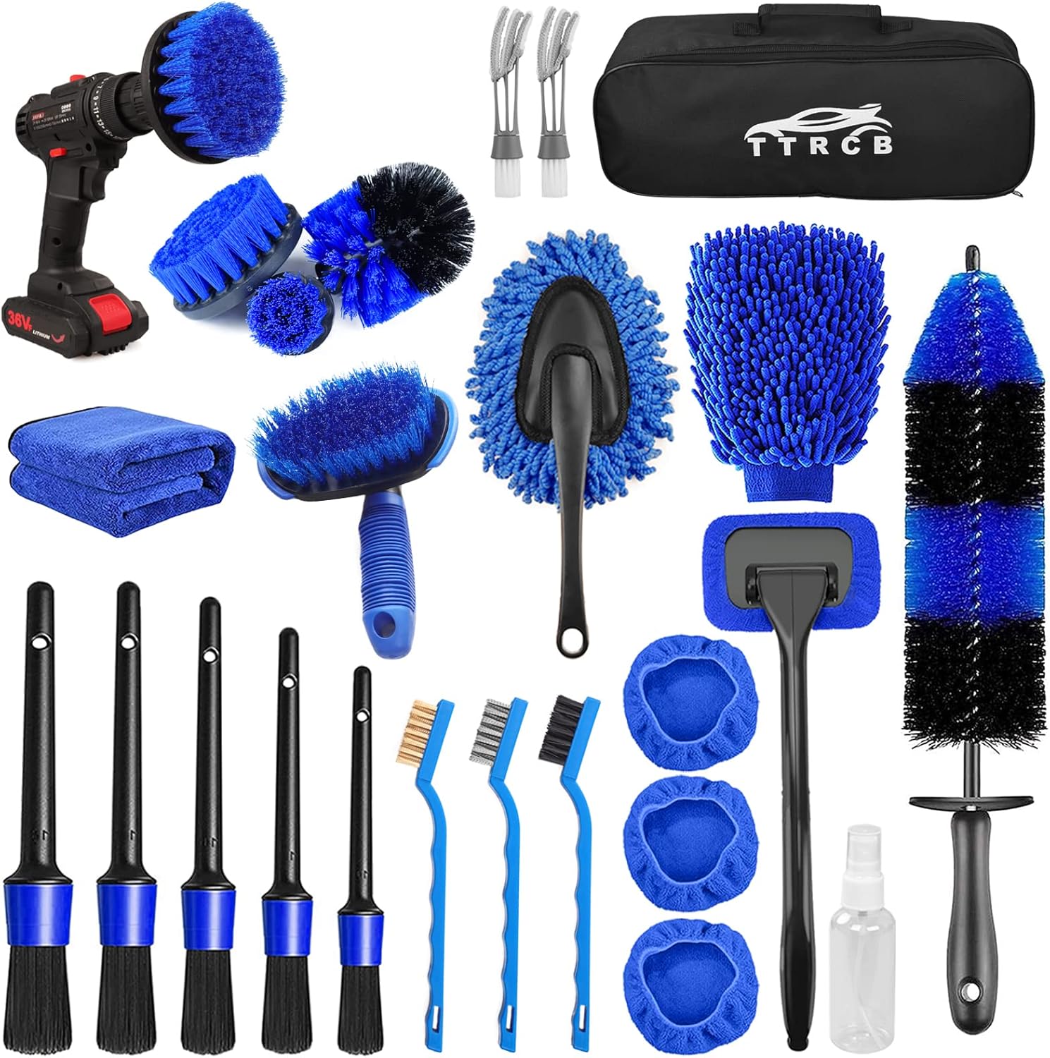 26Pcs Car Detailing Brush Set, Car Detailing Kit, Car Detailing Brushes, Car Cleaning Kit, Car Windshield Cleaning Tool, Professional Car Care kit – Car Wash Brush kit for Interior Exterior Wheels