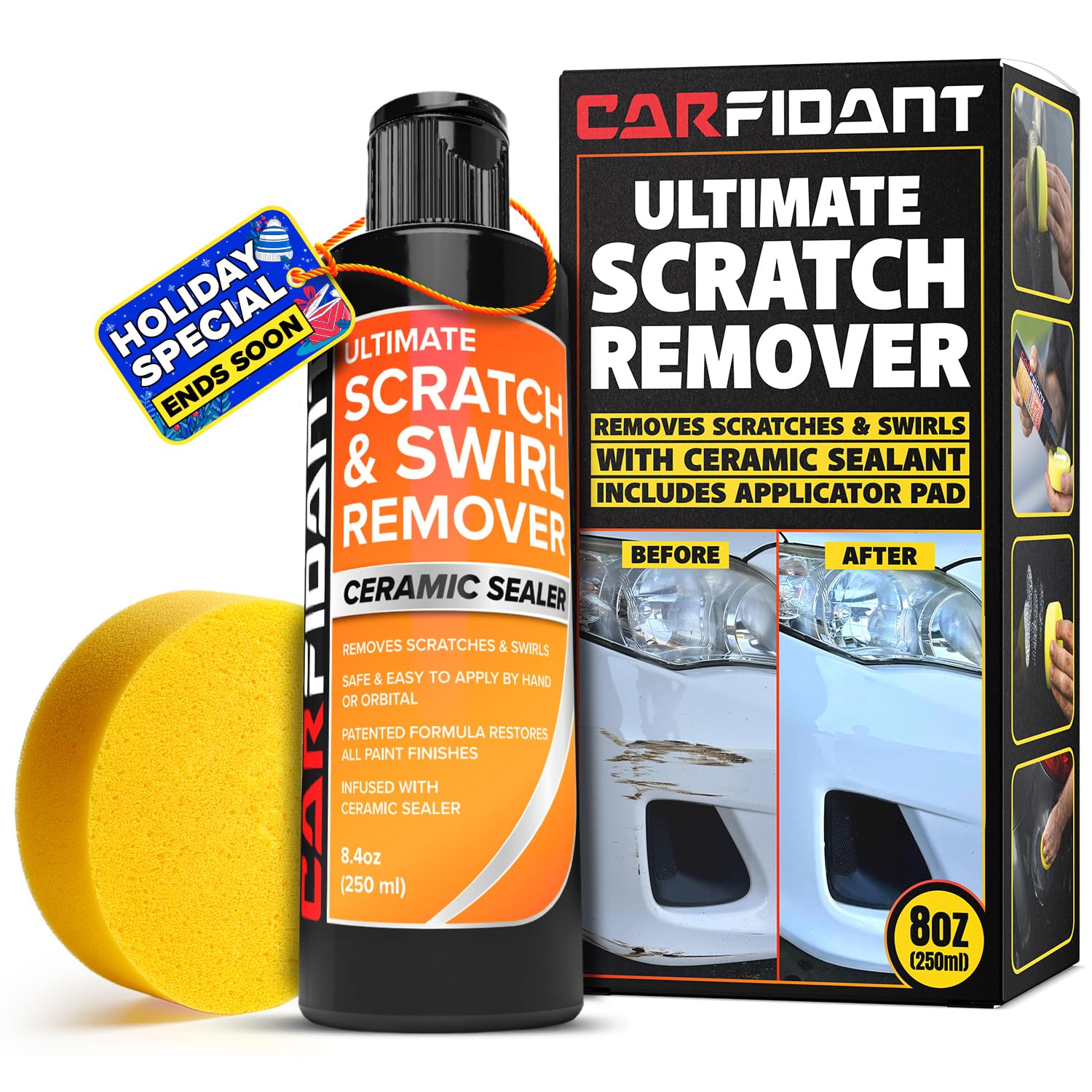 Carfidant Scratch Repair and Swirl Remover – Car Paint Scratch Remover & Restorer Kit with Buffer Pad – Polishing & Waxing Kits – Compound for Vehicles Paint Repair – 8.4 fl. Oz.