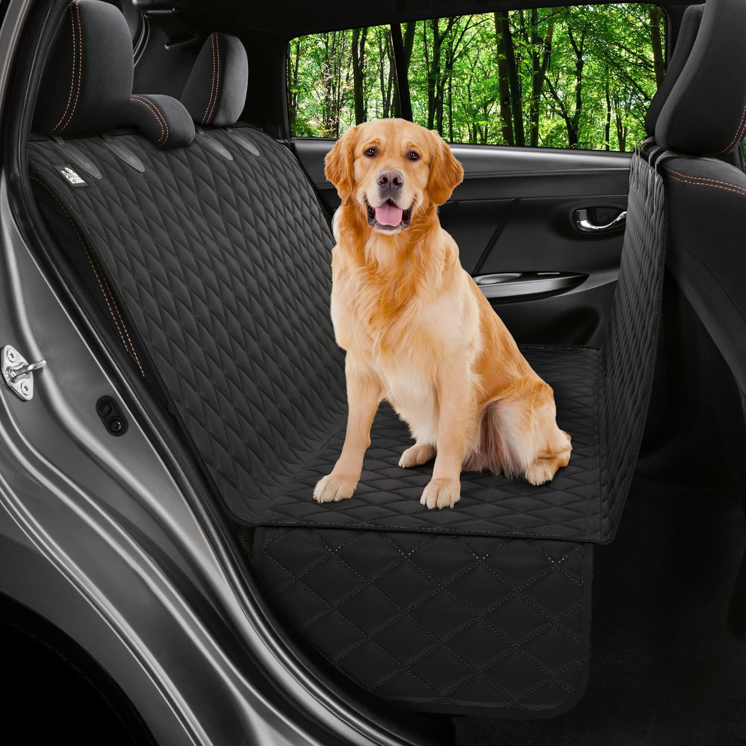 Dog Car Seat Cover for Back Seat, Waterproof Hammock for Car, SUV & Truck, Non-Slip Backseat Cover for Dogs, Heavy-Duty Dog Hammock Style Seat Protector Pets, Easy to Install & Clean