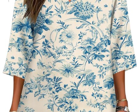 LOMON Women’s Dressy 3/4 Length Sleeve Tops Business Casual Blouses Summer Tees Shirts