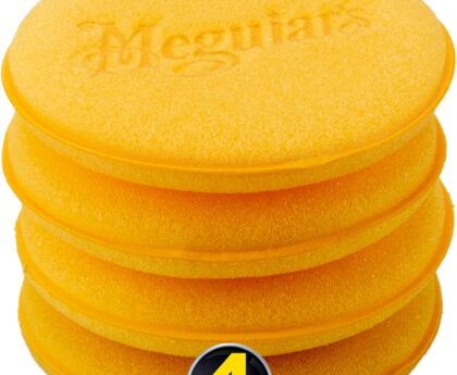 Meguiar’s 4″ Foam Applicator Pads, 4 Count – Ultra-Soft Hand Applicators with a Tight-Cell Foam Construction for a Smooth Application of Waxes, Polishes, Tire Dressing, Protectants and More, 4 Pack