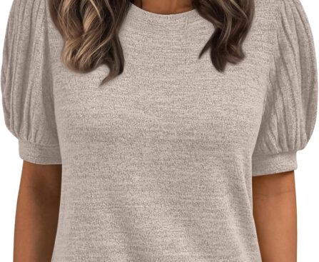 AUTOMET Womens Tops Summer Sweater Long Tunic Dressy Casual Blouses Business Cute Trendy Short Sleeve Shirt 2025