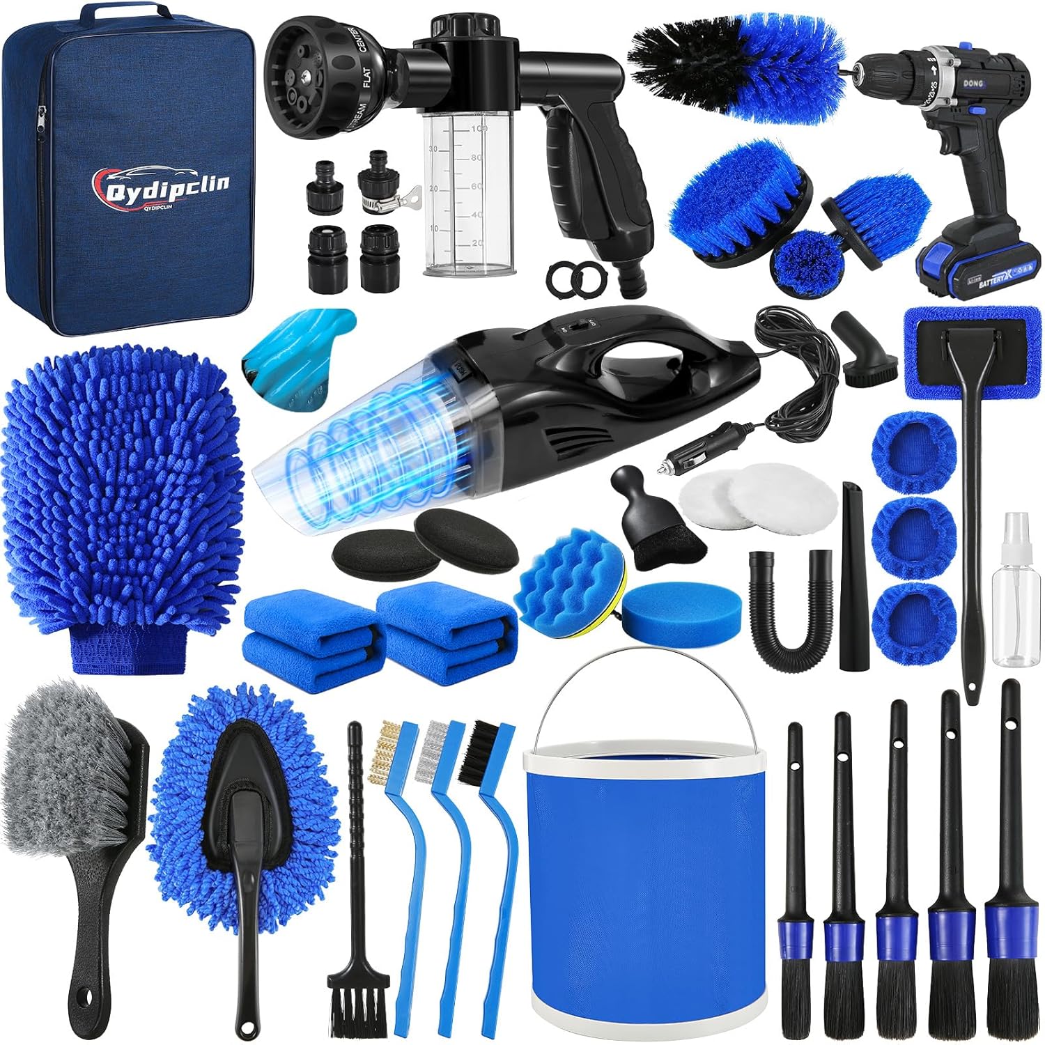 45Pcs Car Detailing Kit, Car Detailing Brush Set, Car Wash Cleaning Kit, Car Detailing Brushes, Professional Car Care Kit for Interior Exterior Wheels, Blue