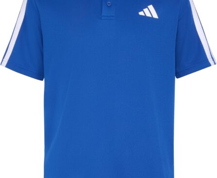 adidas Boys Short Sleeve Rib Collar 3-Stripe Polo Shirt