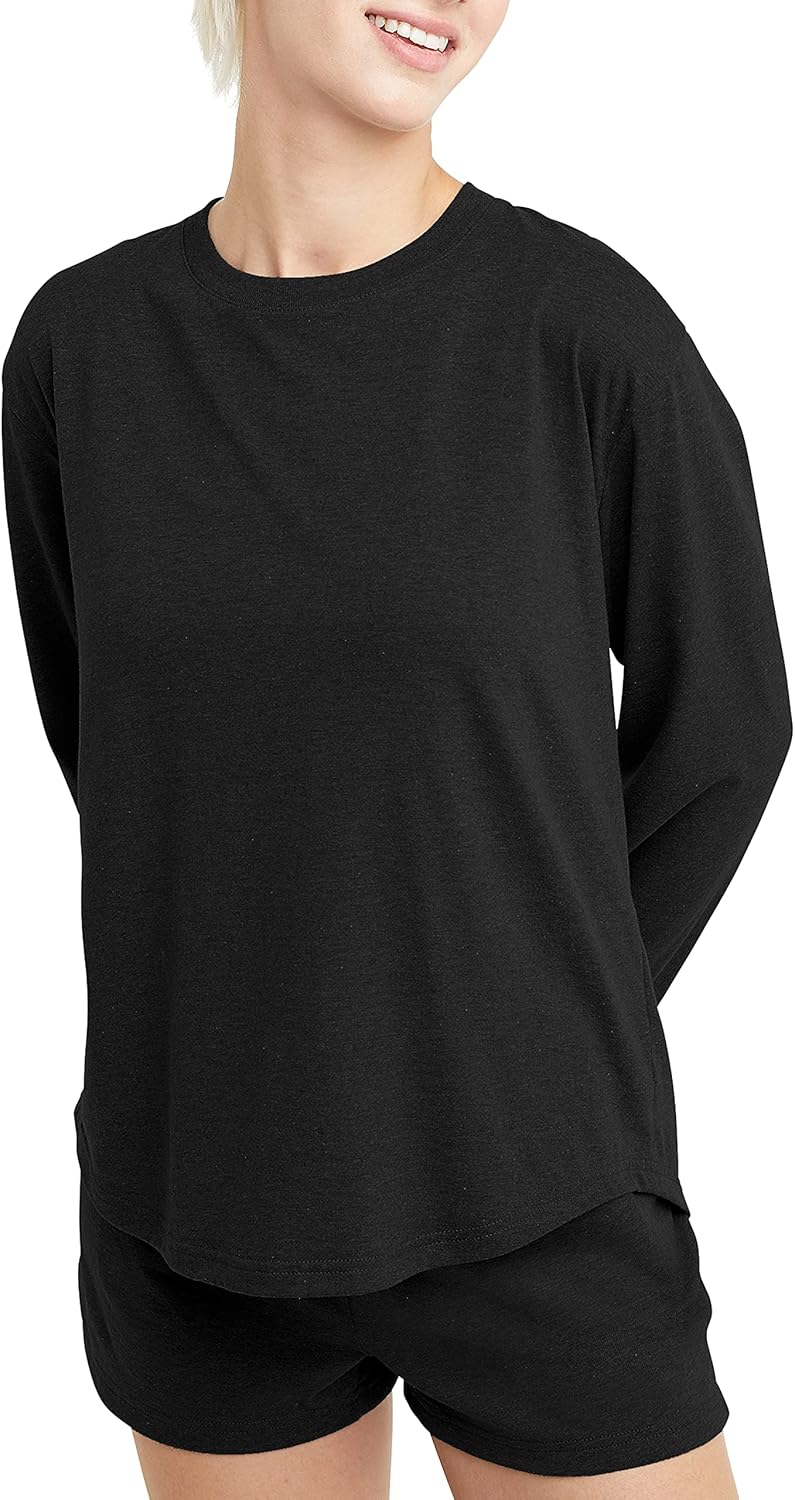 Hanes Womens Originals Tri-Blend Long-Sleeve T-Shirt, Crewneck Tee for Women, Relaxed Fit, Plus Sizes