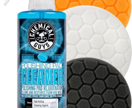 Chemical Guys 5.5″ Buffing Pad Sampler Kit – 4 Piece Detailing Set with 3 Professional Foam Car Polishing Pads & 16 oz Polishing Cleaner, for Dual Action and Rotary Polishers Using 5″ Backing Plates