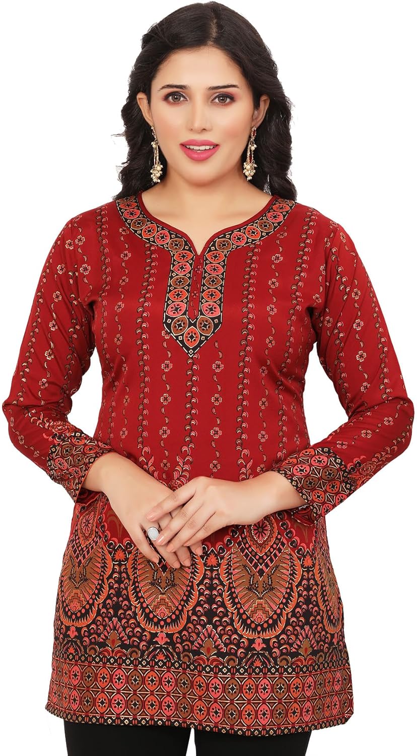 Maple Clothing Women’s Printed Short Kurti Kurta Indian Tunic Top Indian Clothes